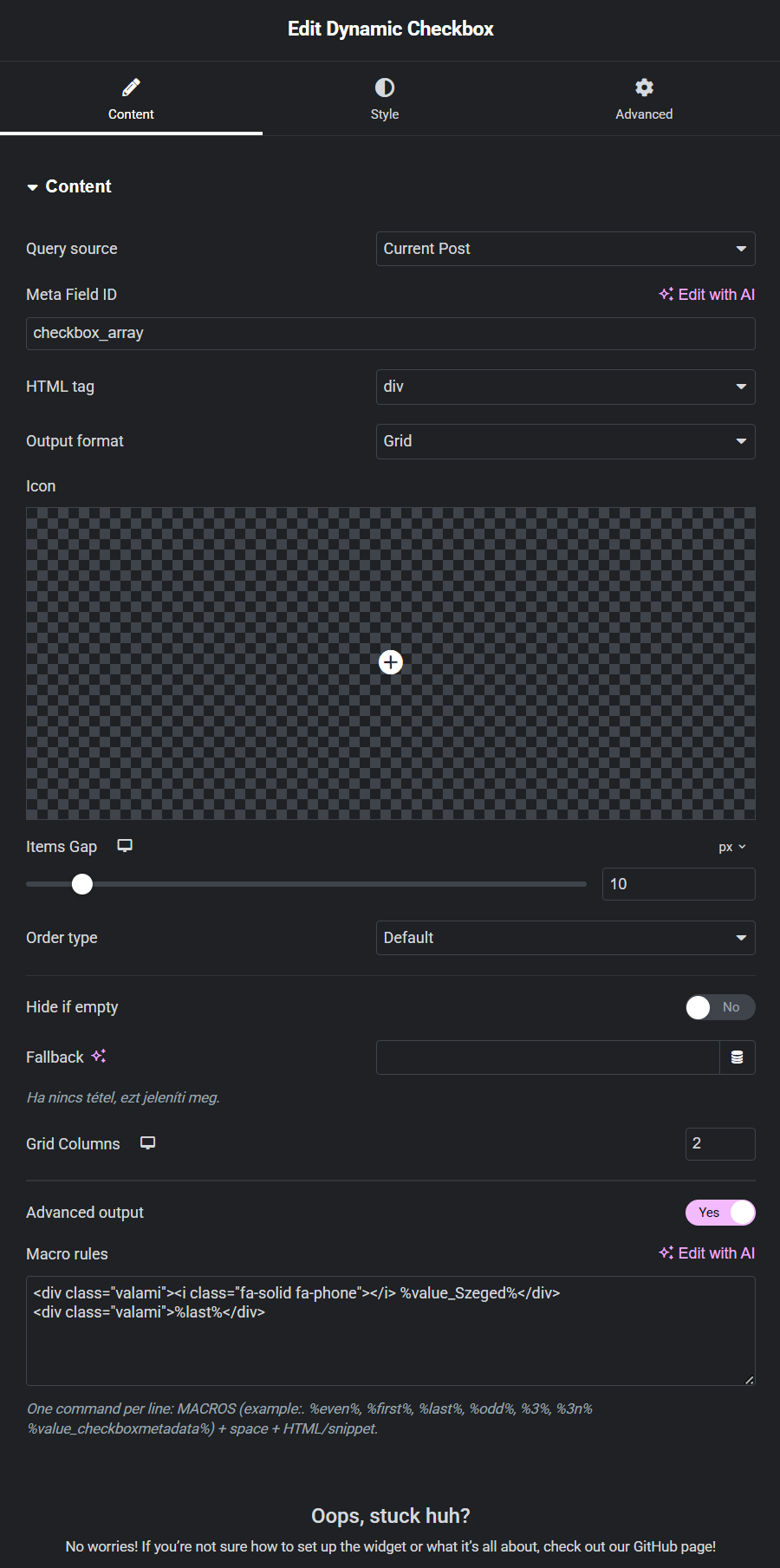 Dynamic Checkbox Overview