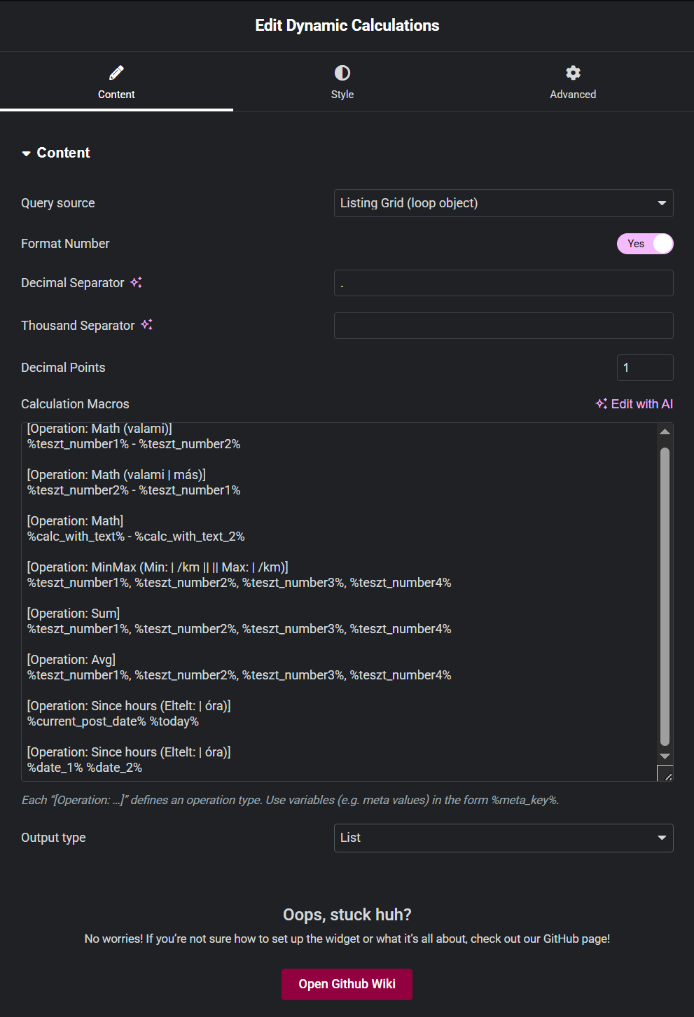 Dynamic Calculations Overview